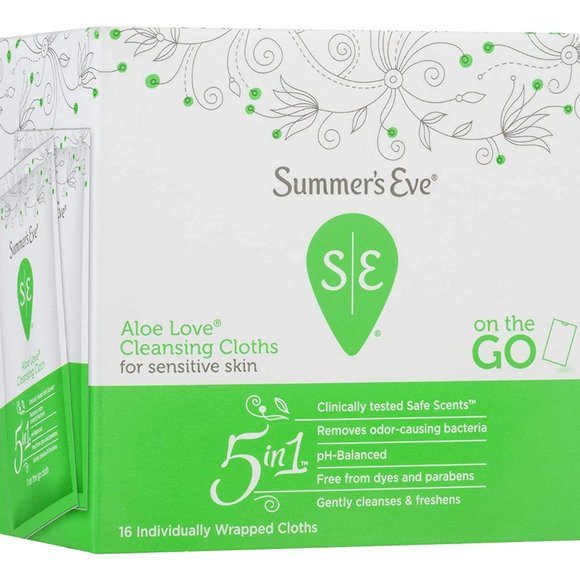 Summers Eve Cleansing Cloths 16 ct Aloe Love  2 pk - Picture 1 of 2